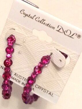 New Vintage Crystal Collection DOL Genuine Pink Austrian Crystal Earrings